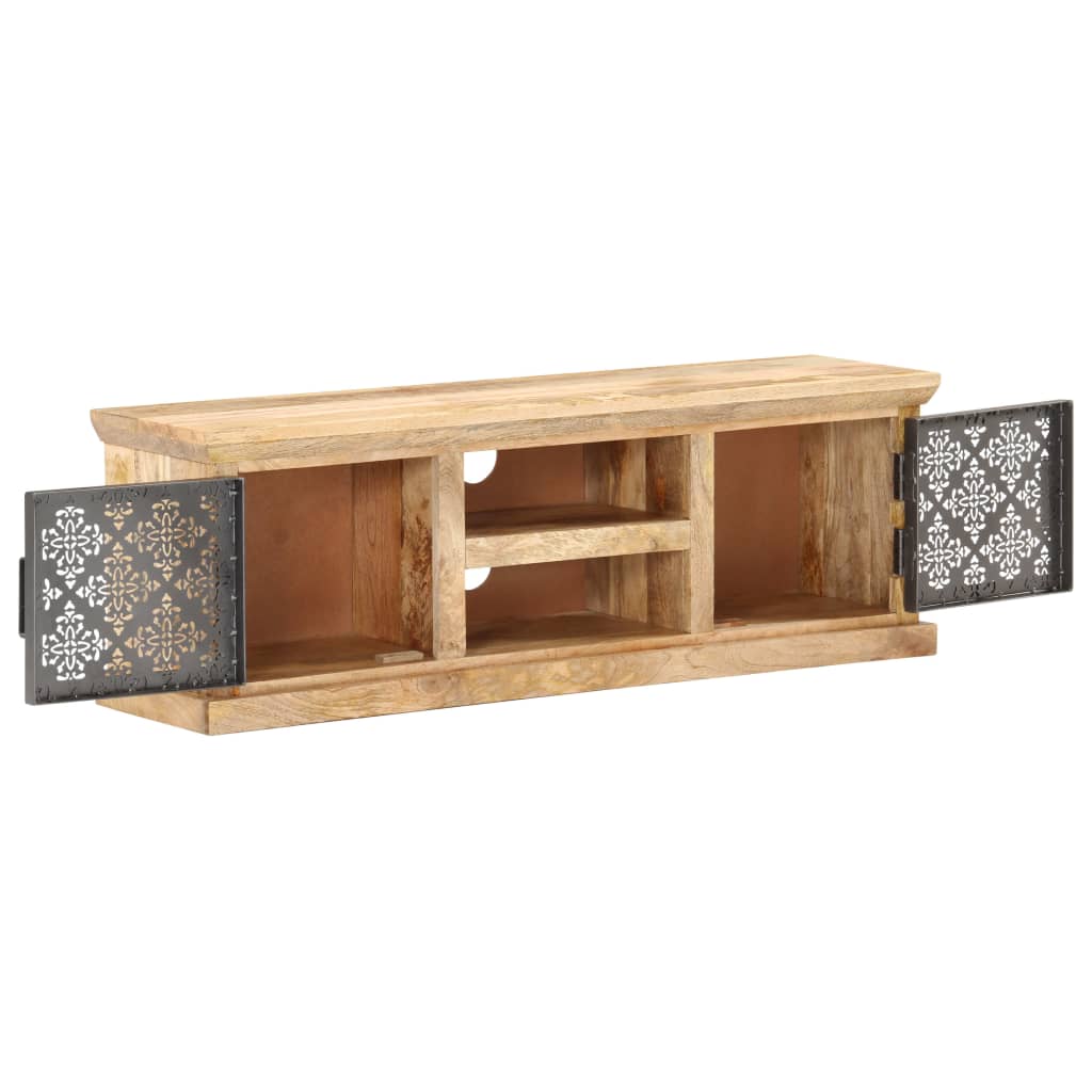Tv-Meubel Met Stalen Deuren 120X30X40 Cm Massief Mangohout