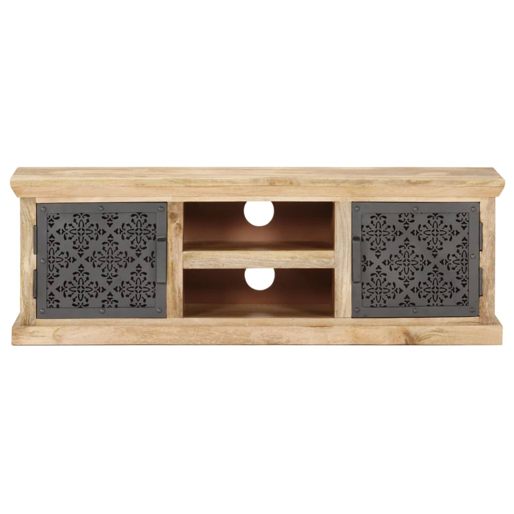 Tv-Meubel Met Stalen Deuren 120X30X40 Cm Massief Mangohout