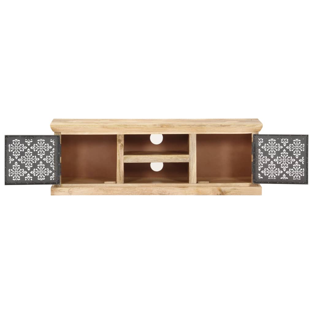 Tv-Meubel Met Stalen Deuren 120X30X40 Cm Massief Mangohout